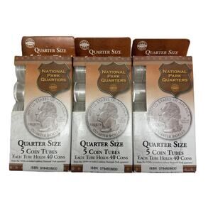 Whitman Quarter Size Round Plastic Coin Tubes Pack of 5 with Screw Lids 3 Sets